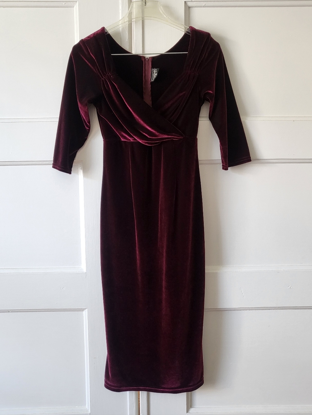 Rock Steady Velvet Pin Up Wiggle Dress M Burgundy Goth ModCloth Retro Rockabilly